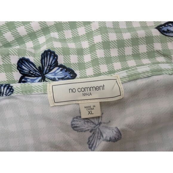 No Comment NY-LA Crop Top Front Tie Butterfly Pattern Stretch Women's XL NWT - Picture 2 of 10
